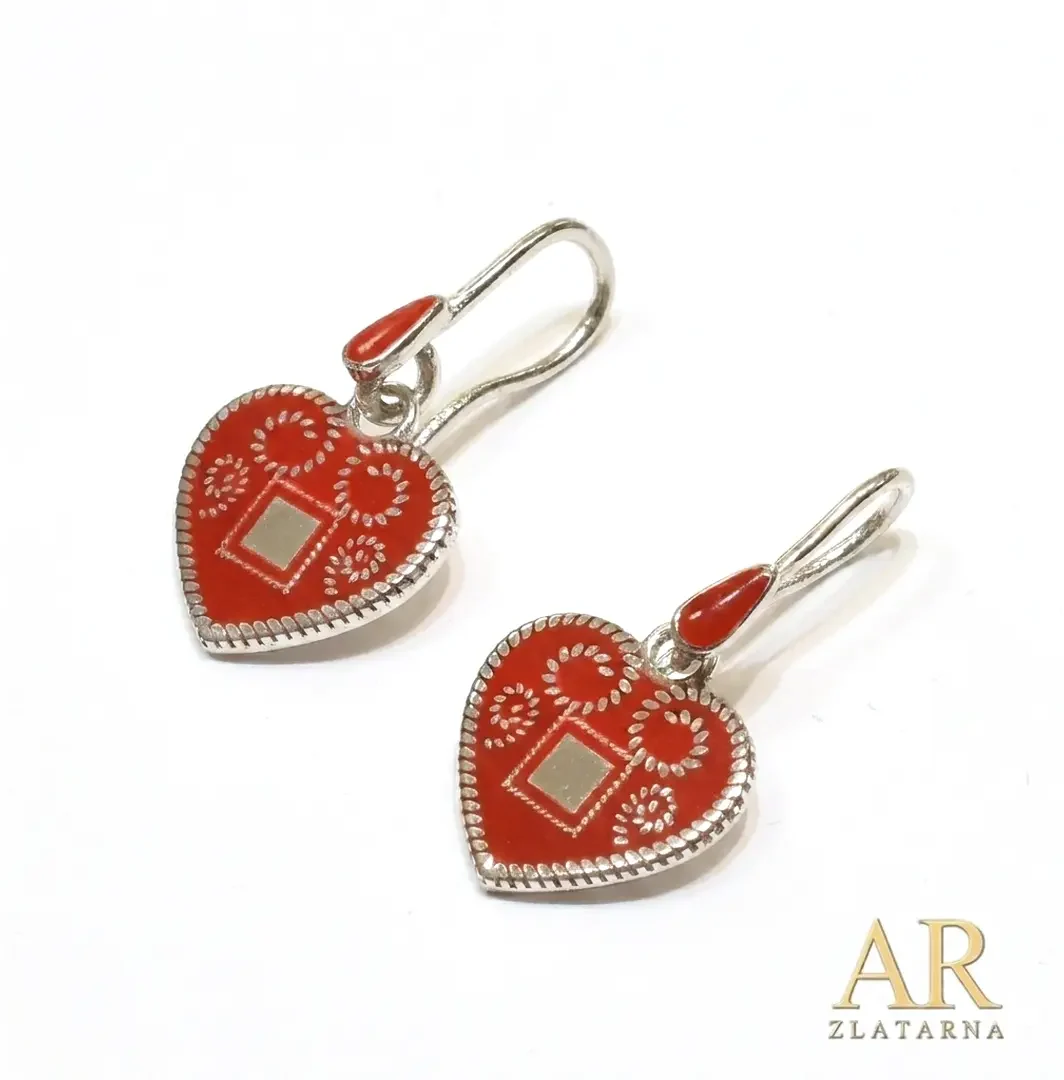Srebrne naušnice Hrvatsko  licitarsko srce