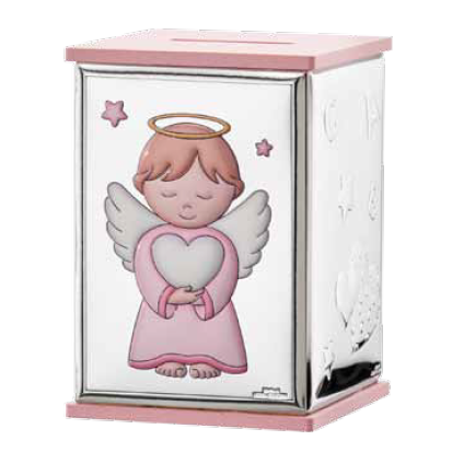 Srebrna kasica za novac pink  8x8x11.5cm MIRO SILVER® 