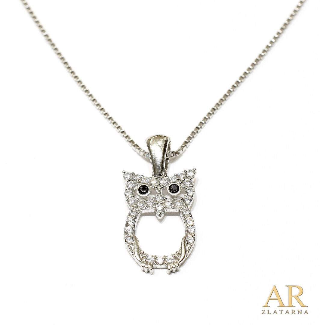Srebrna ogrlica  Sova cirkoni