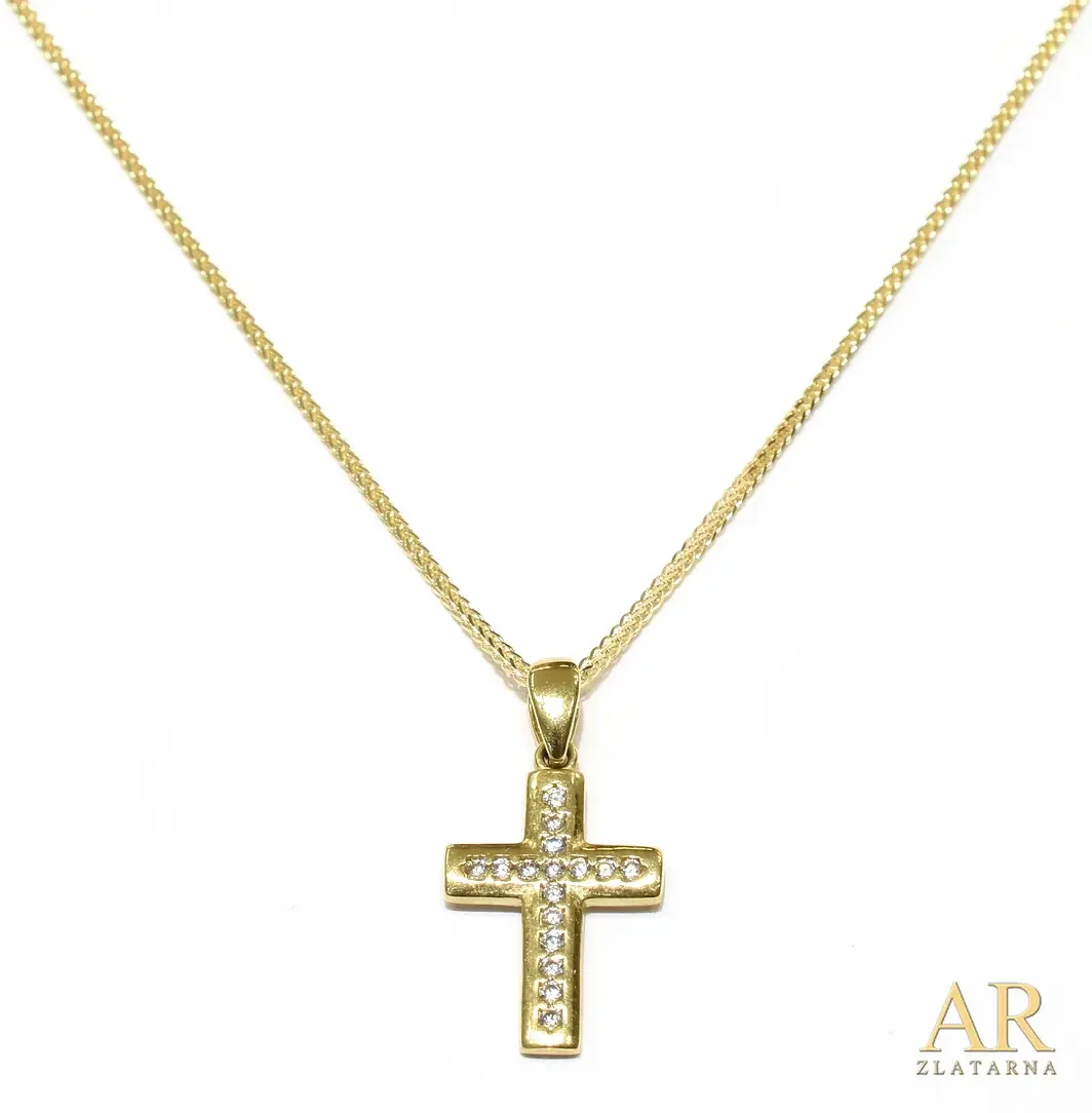 Zlatna ogrlica Križ  privjesak  s cirkonima 45cm Model  2