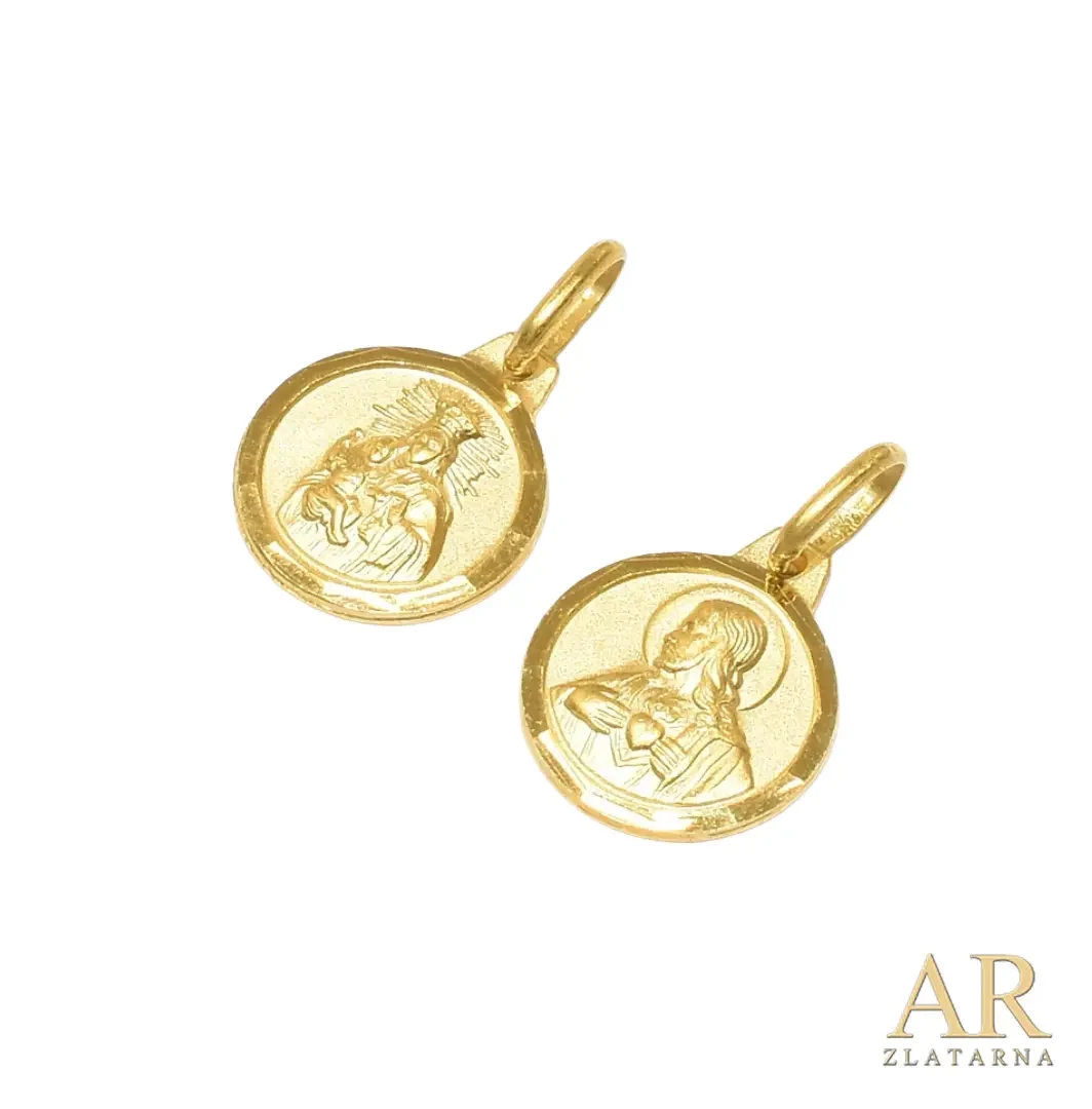 Srebrni pozlaćeni privjesak  Gospa Karmelska Škapular 12mm