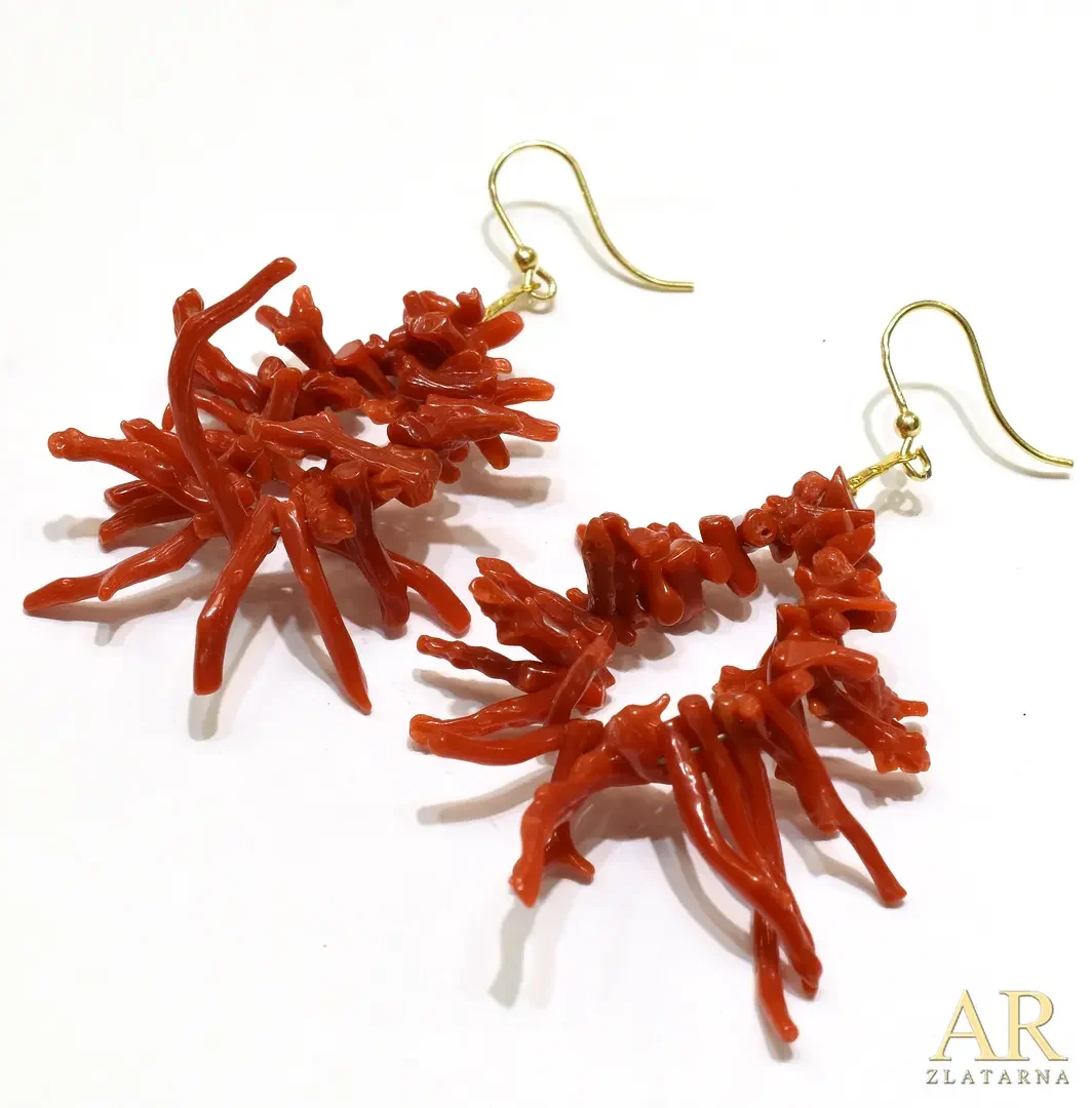 Srebrne viseće naušnice  mediteranski koralji