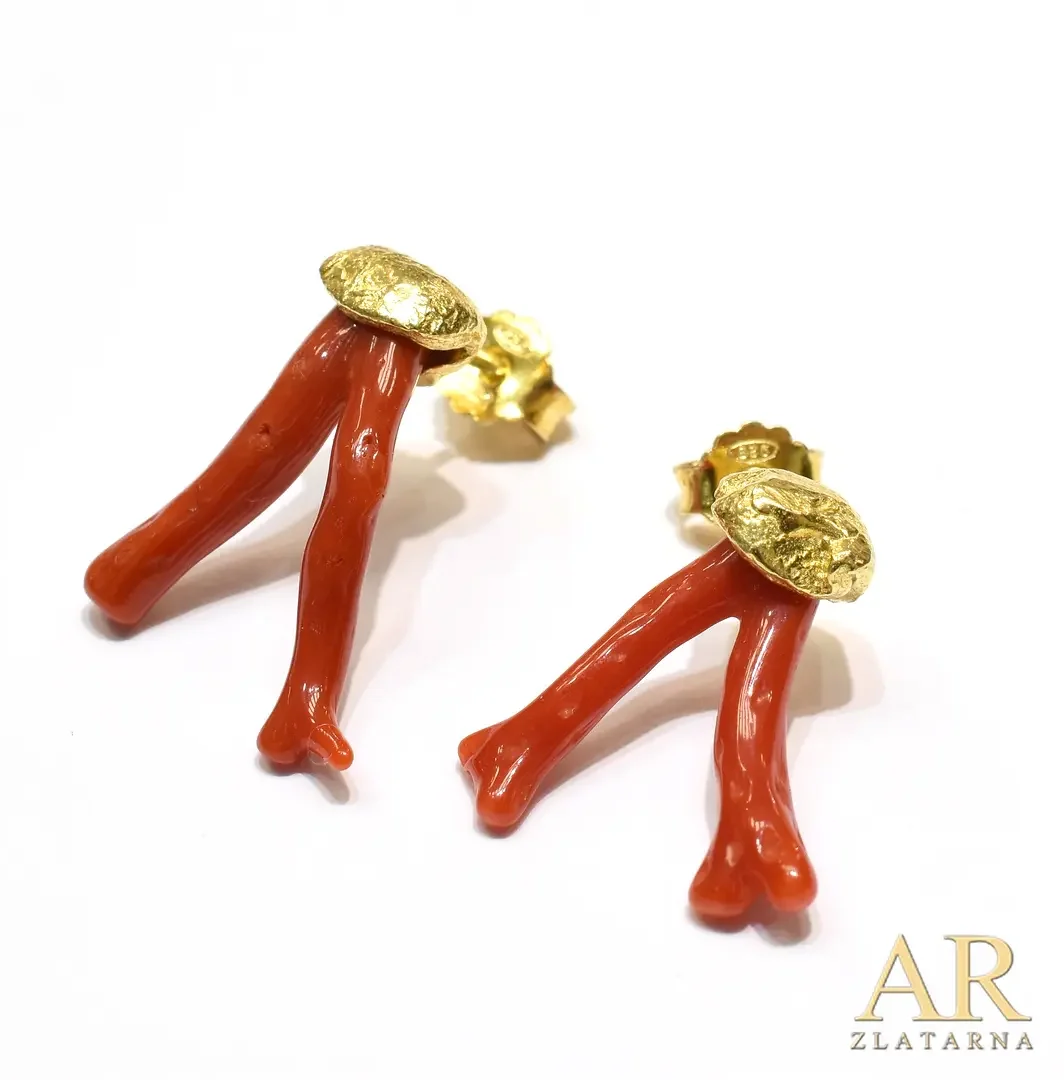 Srebrne viseće naušnice  mediteranski koralji V Model 1