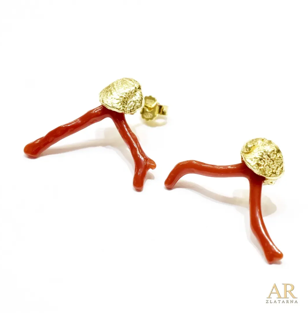 Srebrne viseće naušnice  mediteranski koralji V Model 3