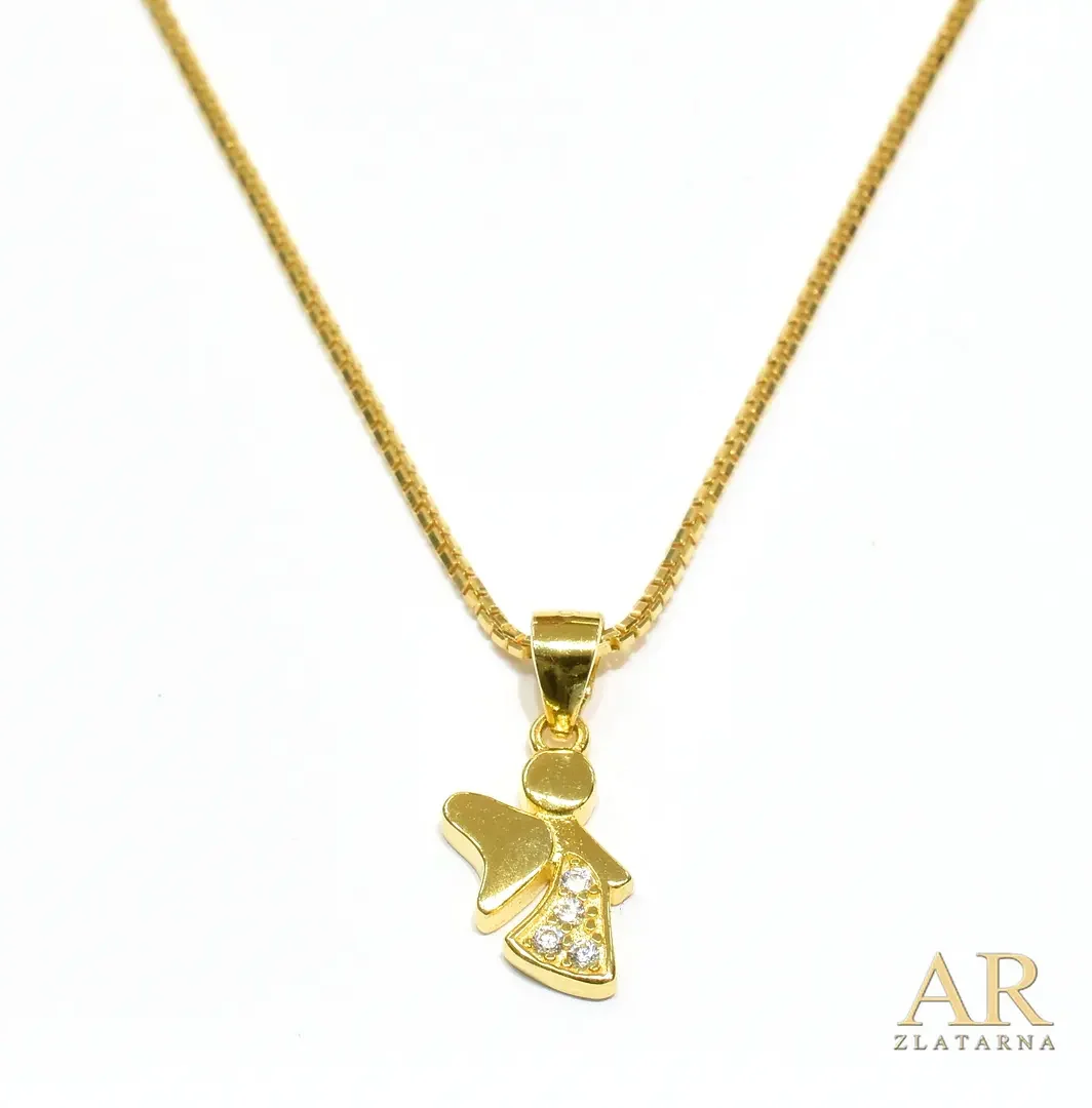 Srebrna pozlaćena ogrlica Anđel cirkoni Model 1