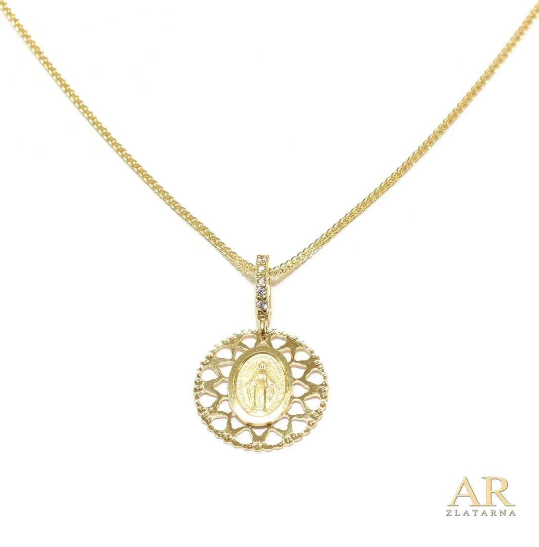 Zlatna ogrlica Gospa privjesak  s cirkonima 45cm Model 2