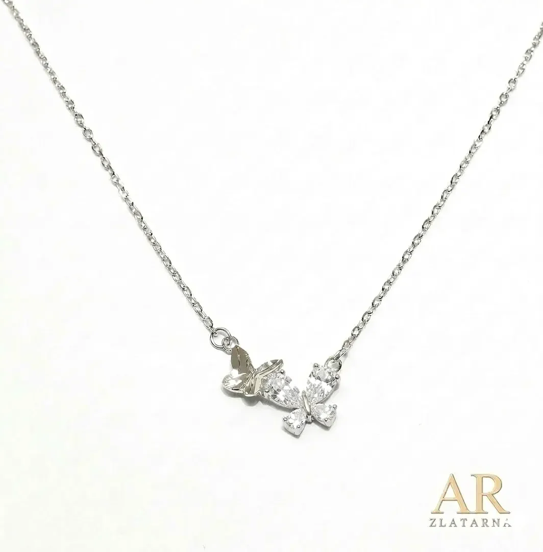 Srebrna ogrlica dva Leptira