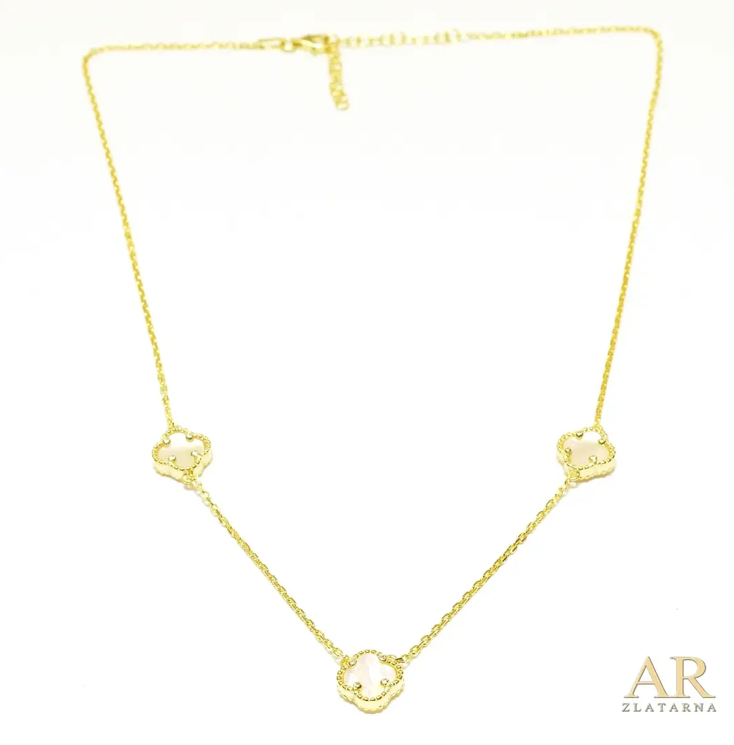 Srebrna ogrlica pozlata tri bijele Djeteline