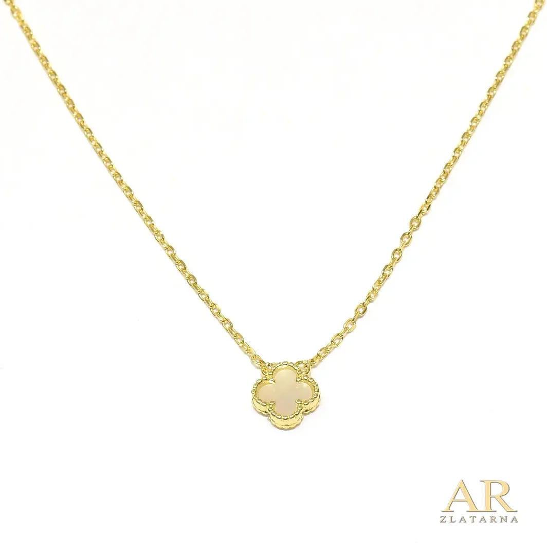 Srebrna ogrlica pozlata bijela mini Djetelina