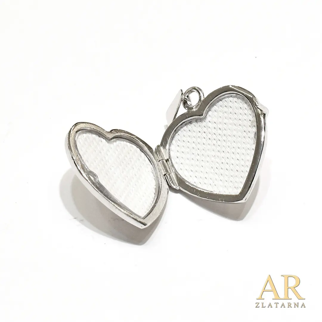 Srebrni medaljon za sliku preklopni Srce 22mm