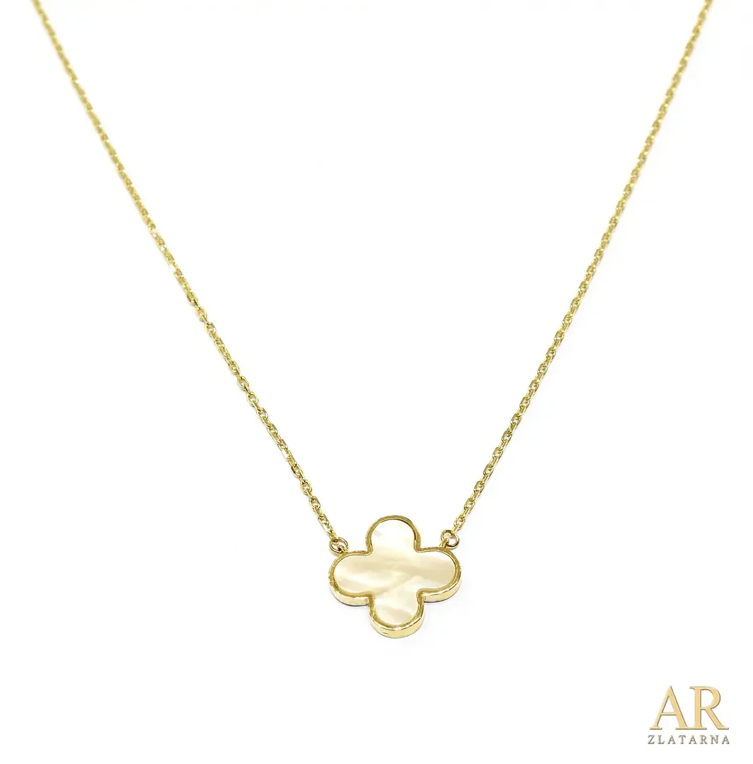 Zlatna ogrlica Djetelina od  sedefa privjesak 42cm