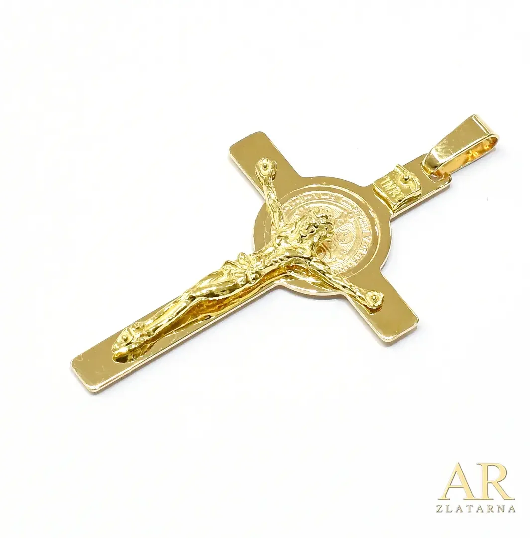 Zlatni privjesak Križ Sveti  Benedikt 58mm 
