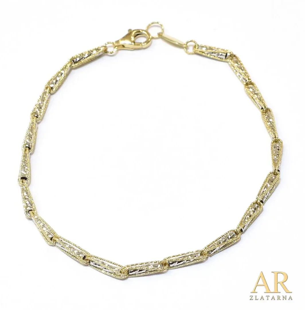 Zlatna narukvica duge  karike bijelo i žuto zlato 18cm 