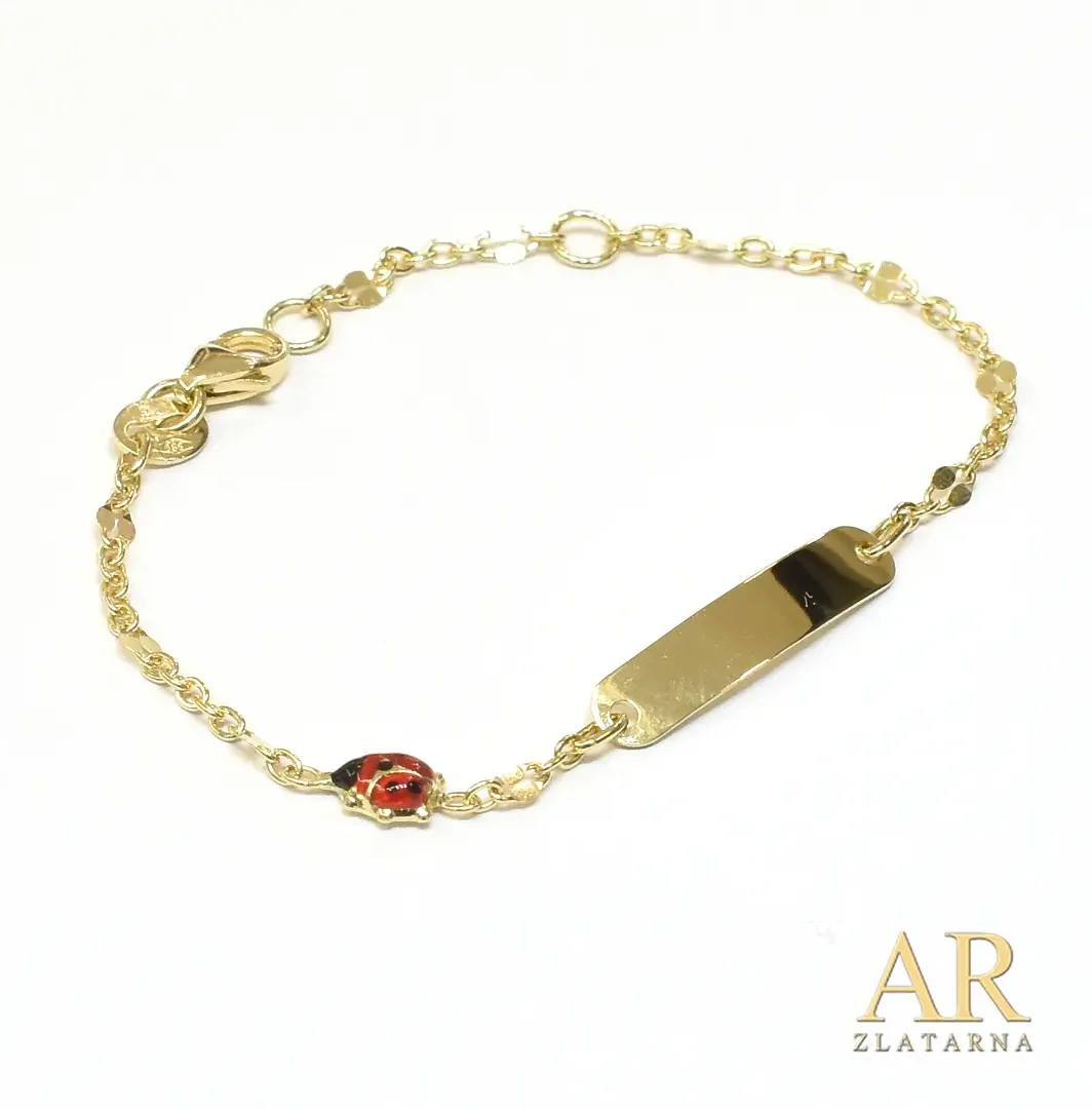 Zlatna narukvica dječja s  pločicom Bubamara 12cm 