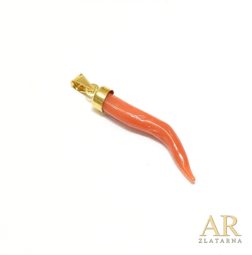 Srebrni pozlaćeni privjesak  Koraljni rog 
