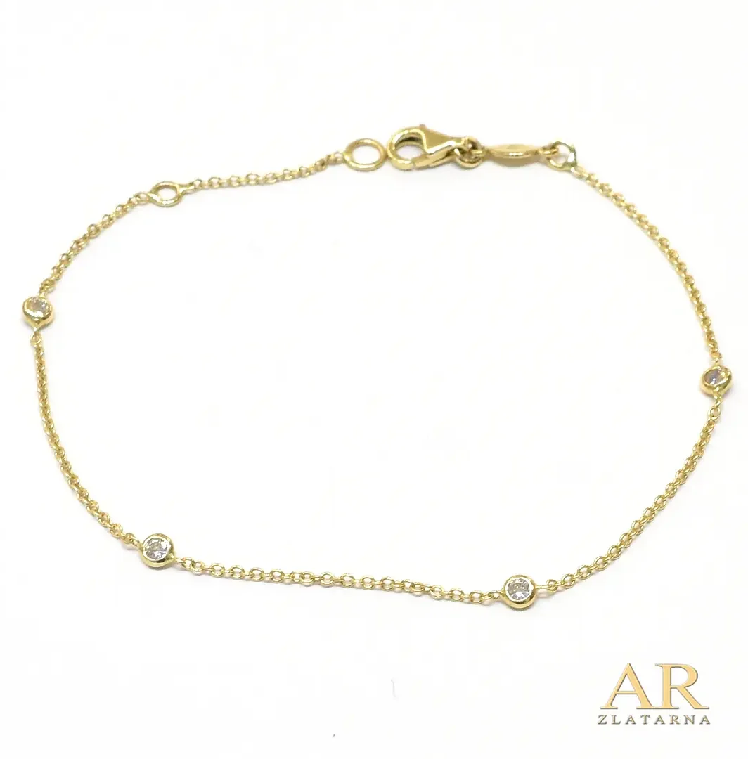 Zlatna narukvica Cirkoni u  okruglim krunama 17cm 