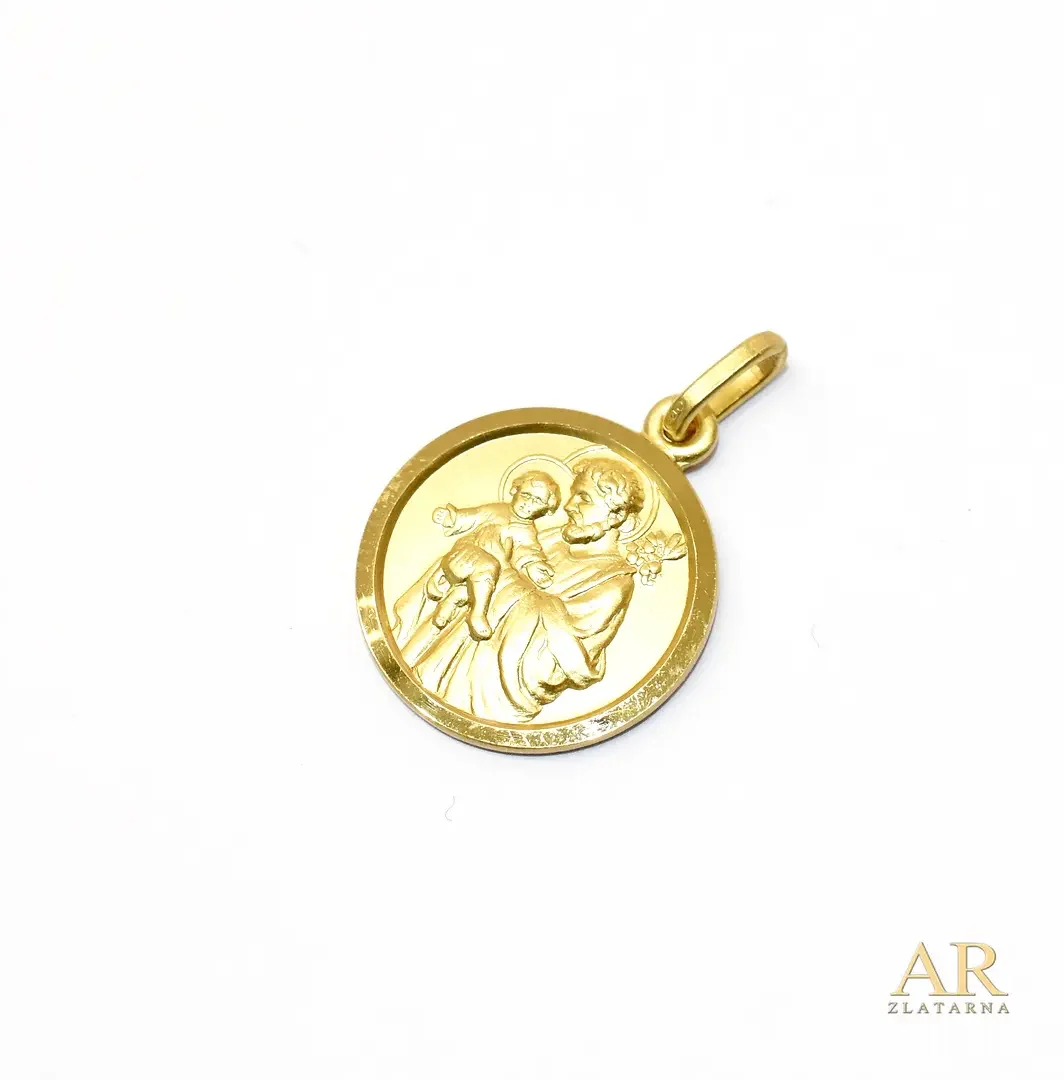 Srebrni pozlaćeni privjesak  Sveti Josip 17mm 