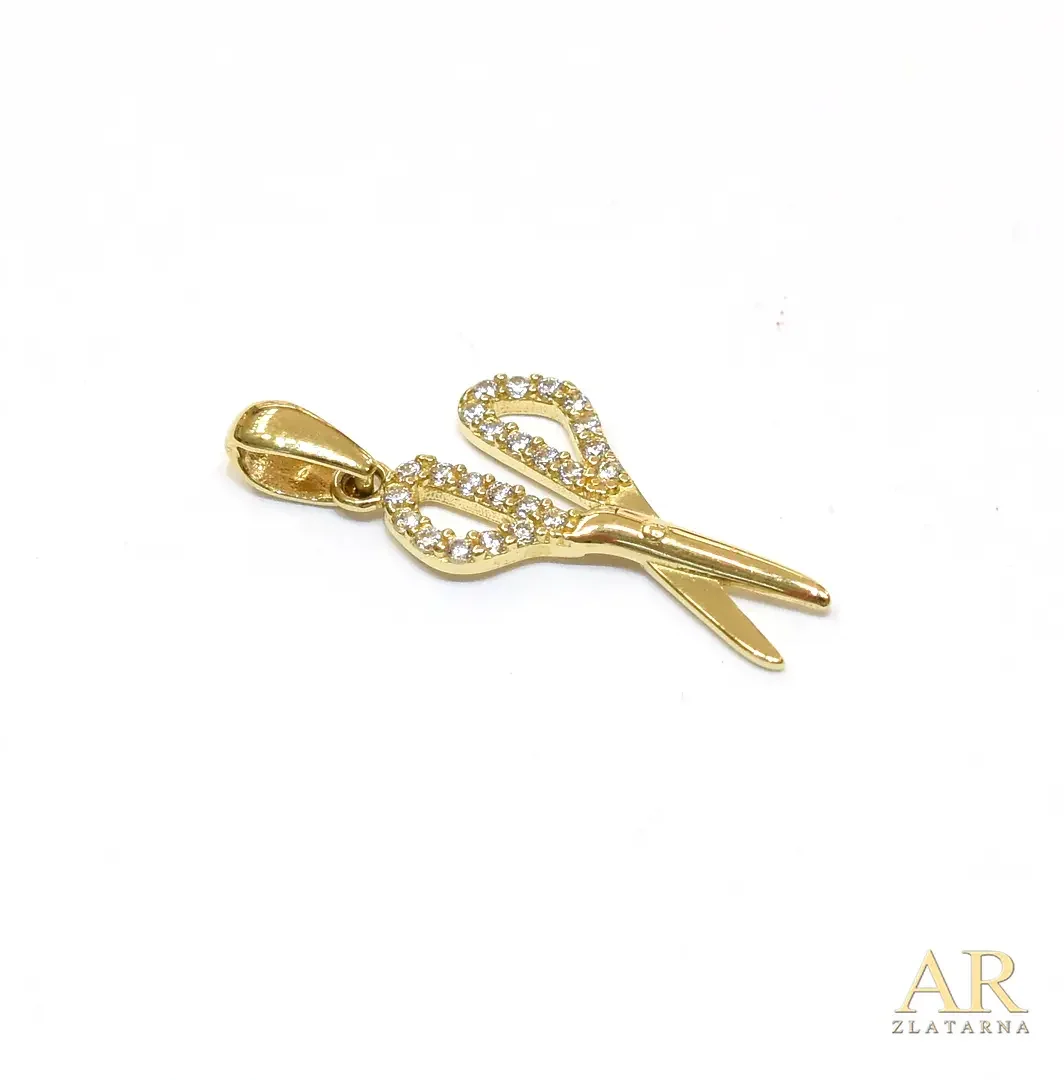 Zlatni privjesak Škare s  cirkonima 