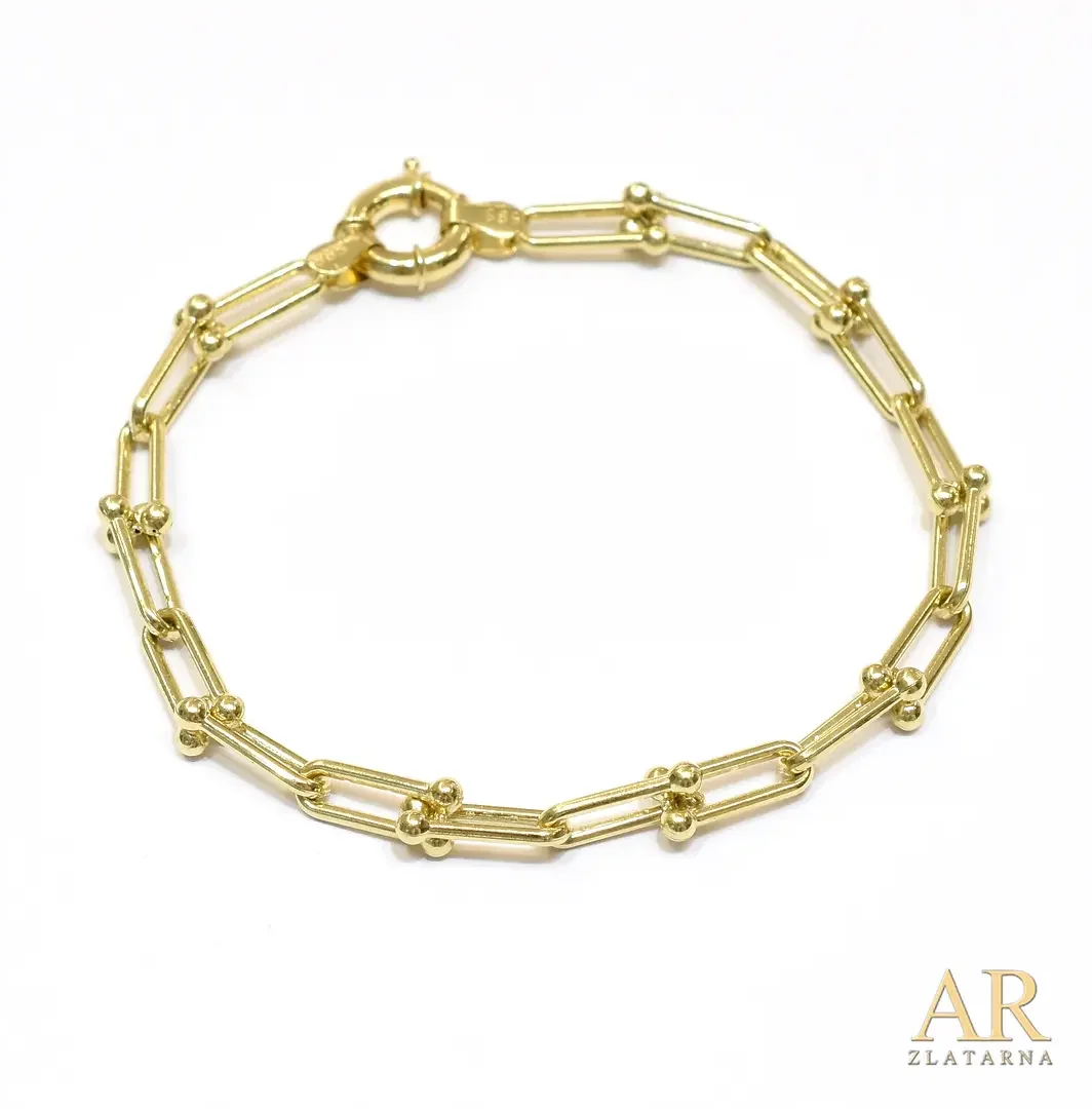 Zlatna narukvica lanac s  kuglicama 18cm 