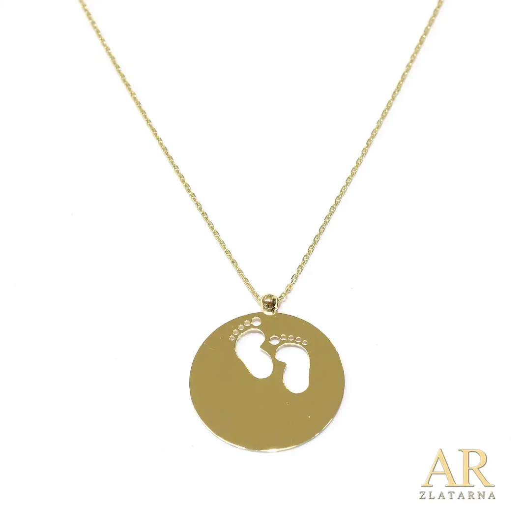 Zlatna ogrlica Mala stopala  privjesak 42cm 