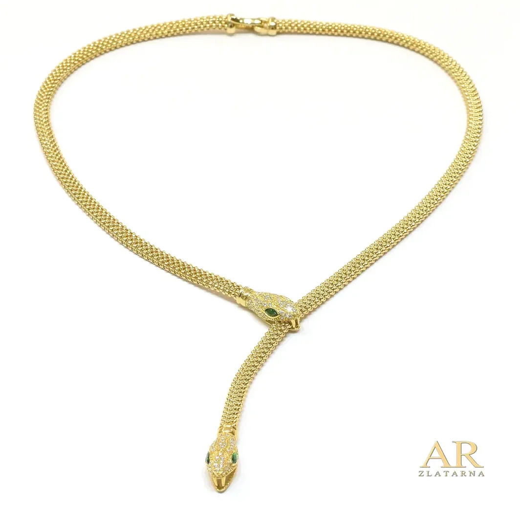 Zlatna ogrlica Zmije s  cirkonima 45cm 
