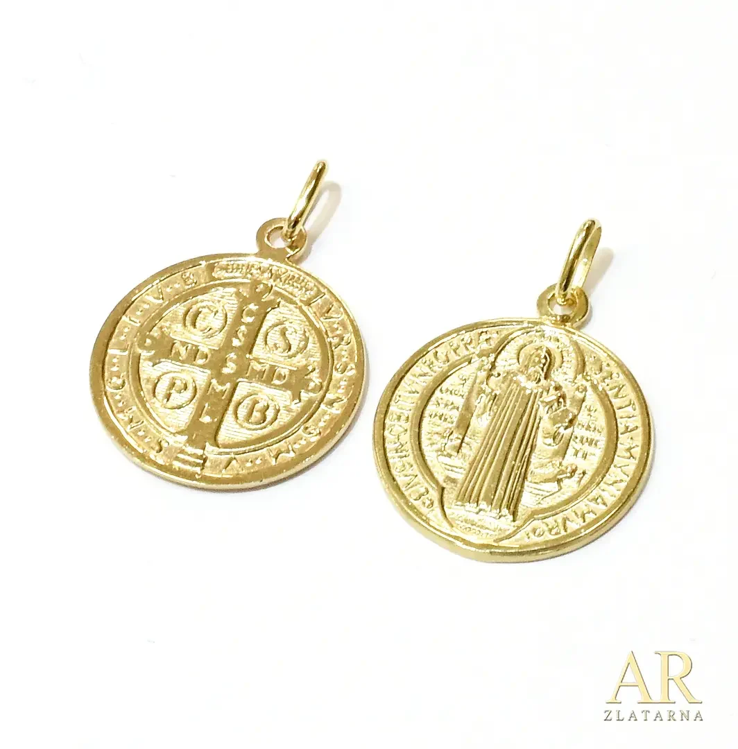 Zlatni privjesak Sveti  Benedikt 19.3mm 