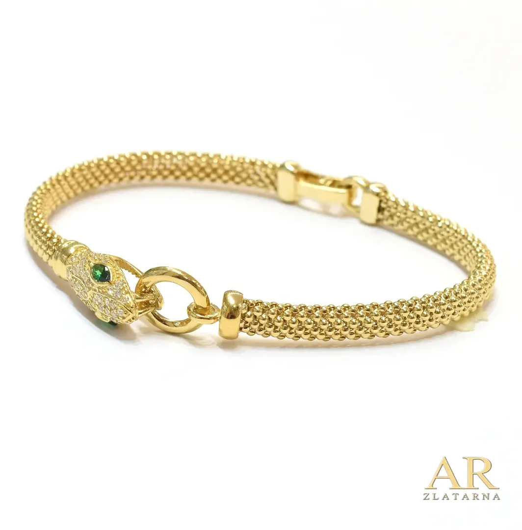 Zlatna narukvica Zmija cirkoni  19cm 