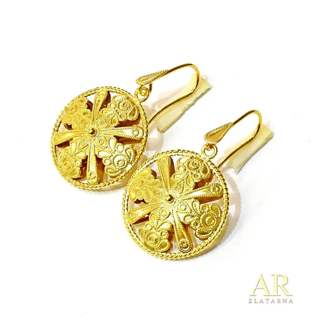 Zlatne Dalmatinske naušnice  filigran 23x40mm