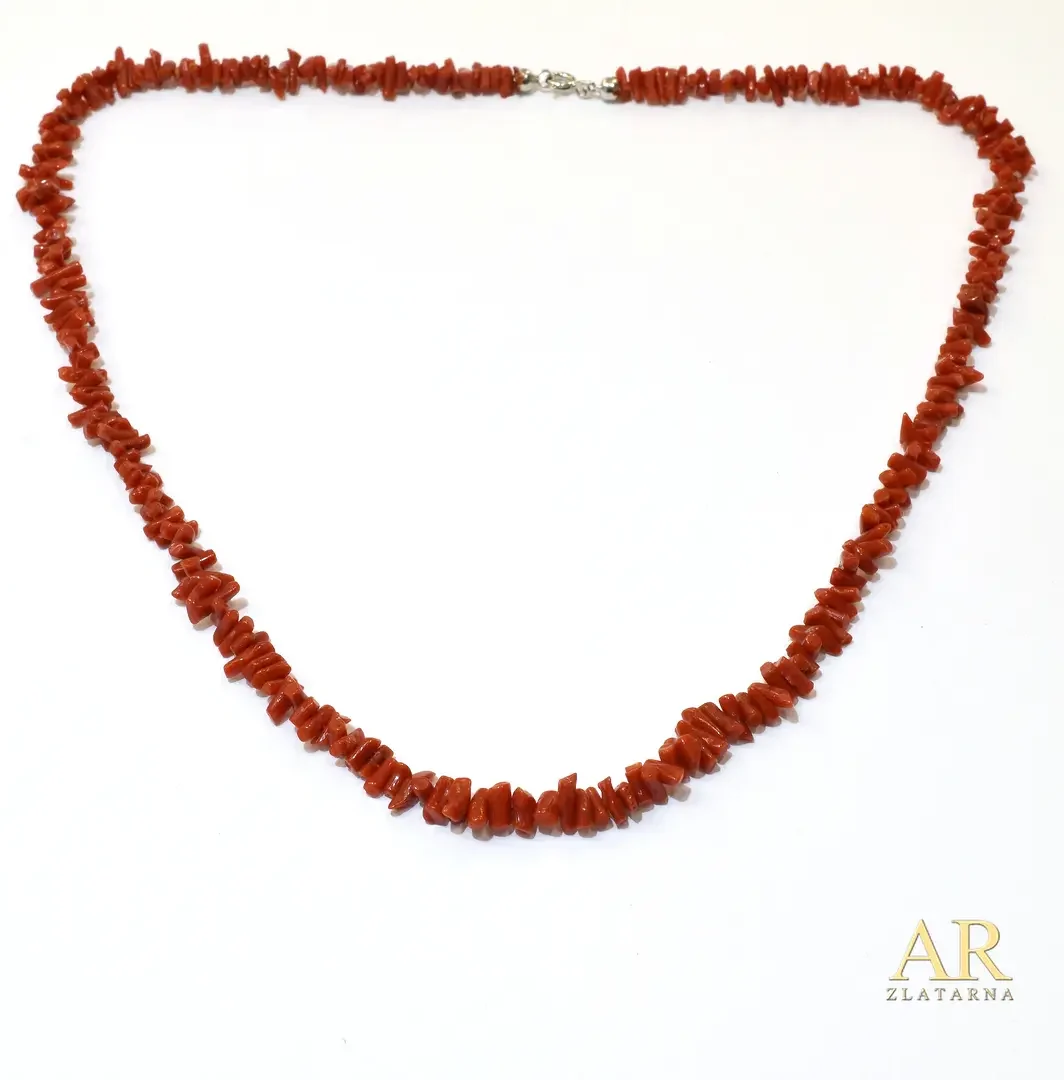 Koraljna ogrlica srebrna kopča  50cm 