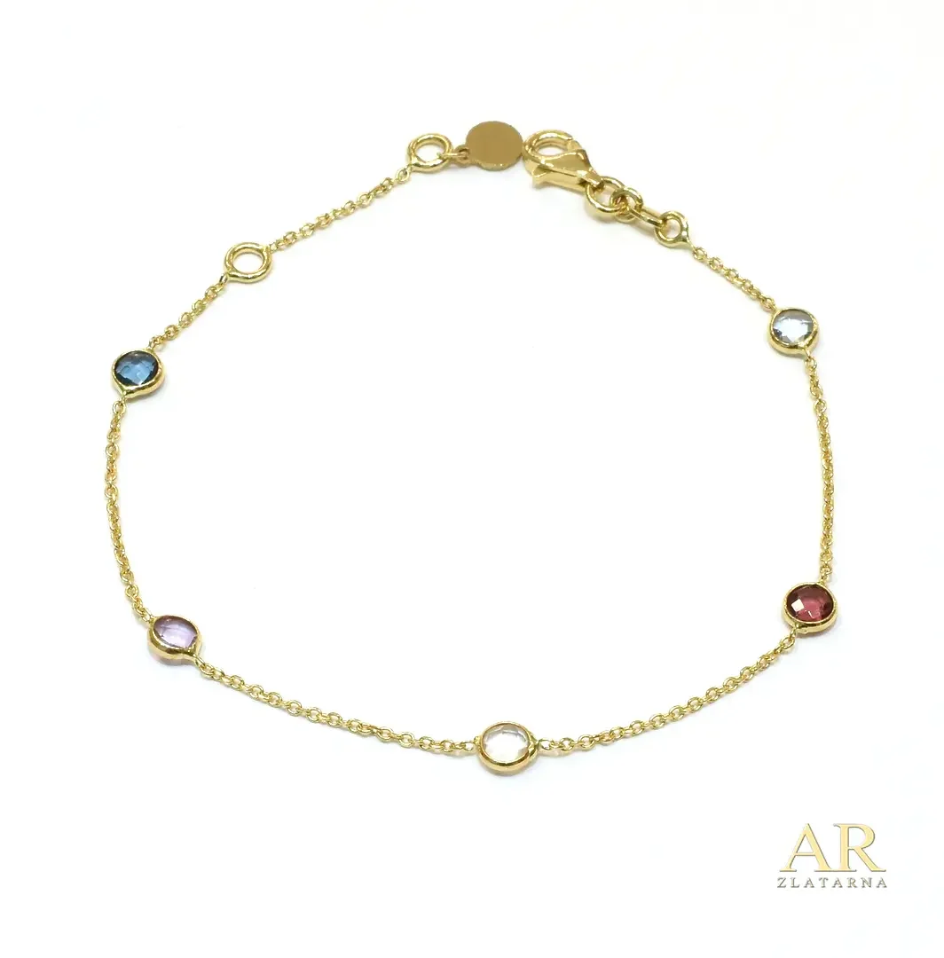 Zlatna narukvica poludrago  kamenje Model 1