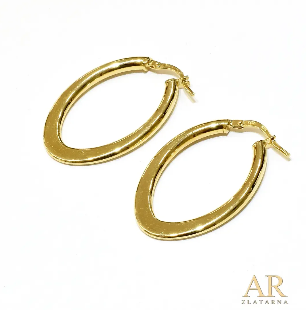 Srebrne  pozlaćene ovalne naušnice Model 1