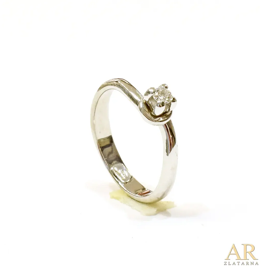 Zlatni zaručnički prsten  bijelo zlato s 0.10ct dijamantom Model 3