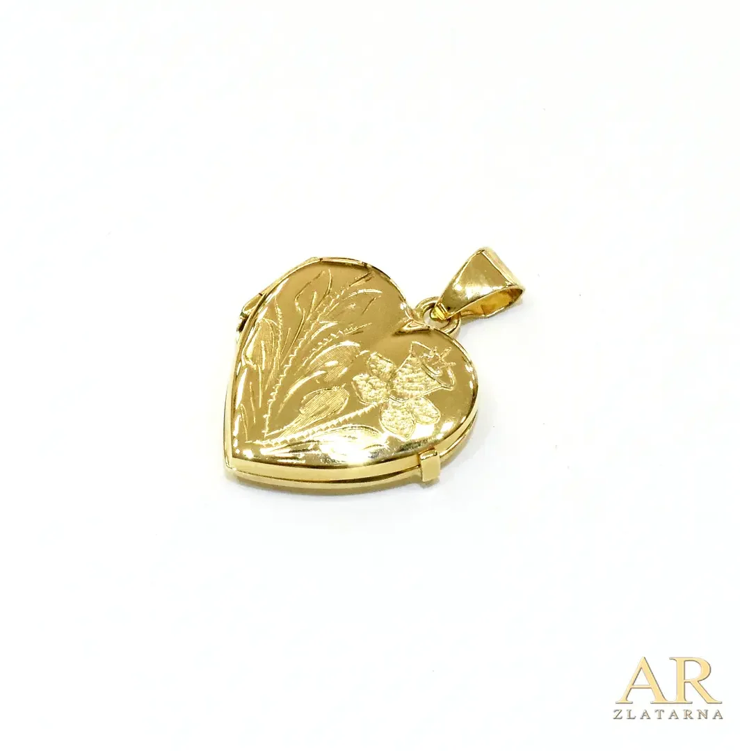 Zlatni medaljon Srce preklopni  za sliku medium