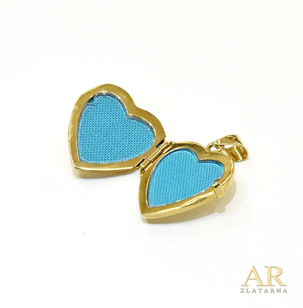 Zlatni medaljon Srce preklopni  za sliku medium