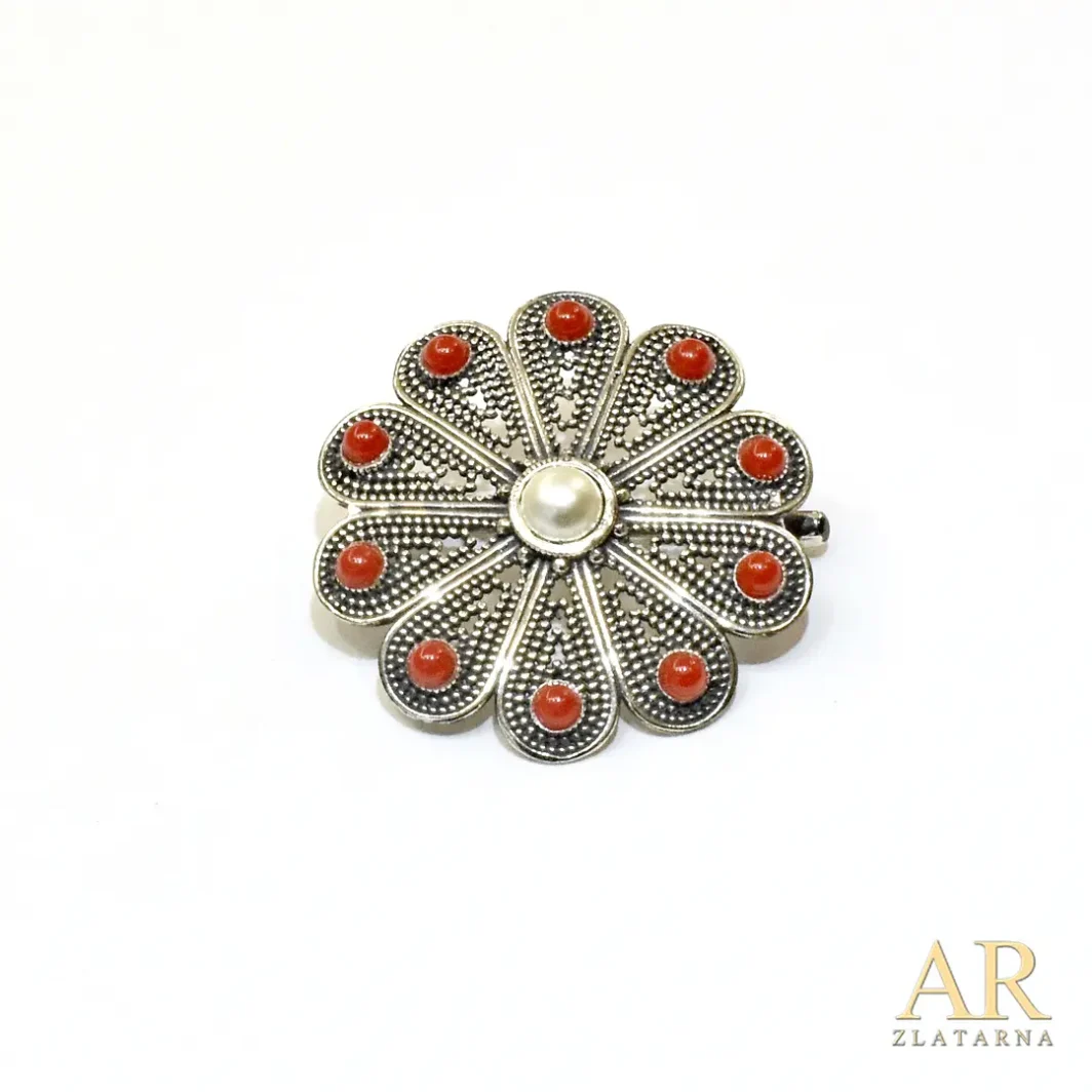 Srebrni broš Cvijet Model 10 - Zlatarna AR
