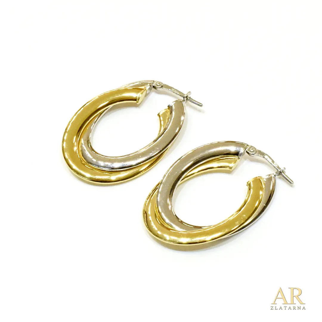 Srebrne ovalne dvobojne naušnice