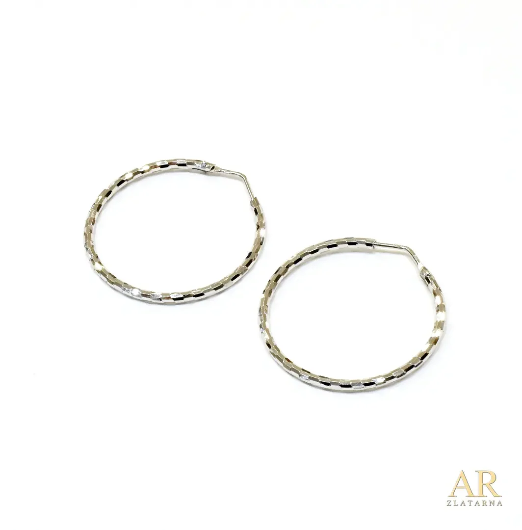 Srebrne naušnice okrugle  dijamantirane 35mm 