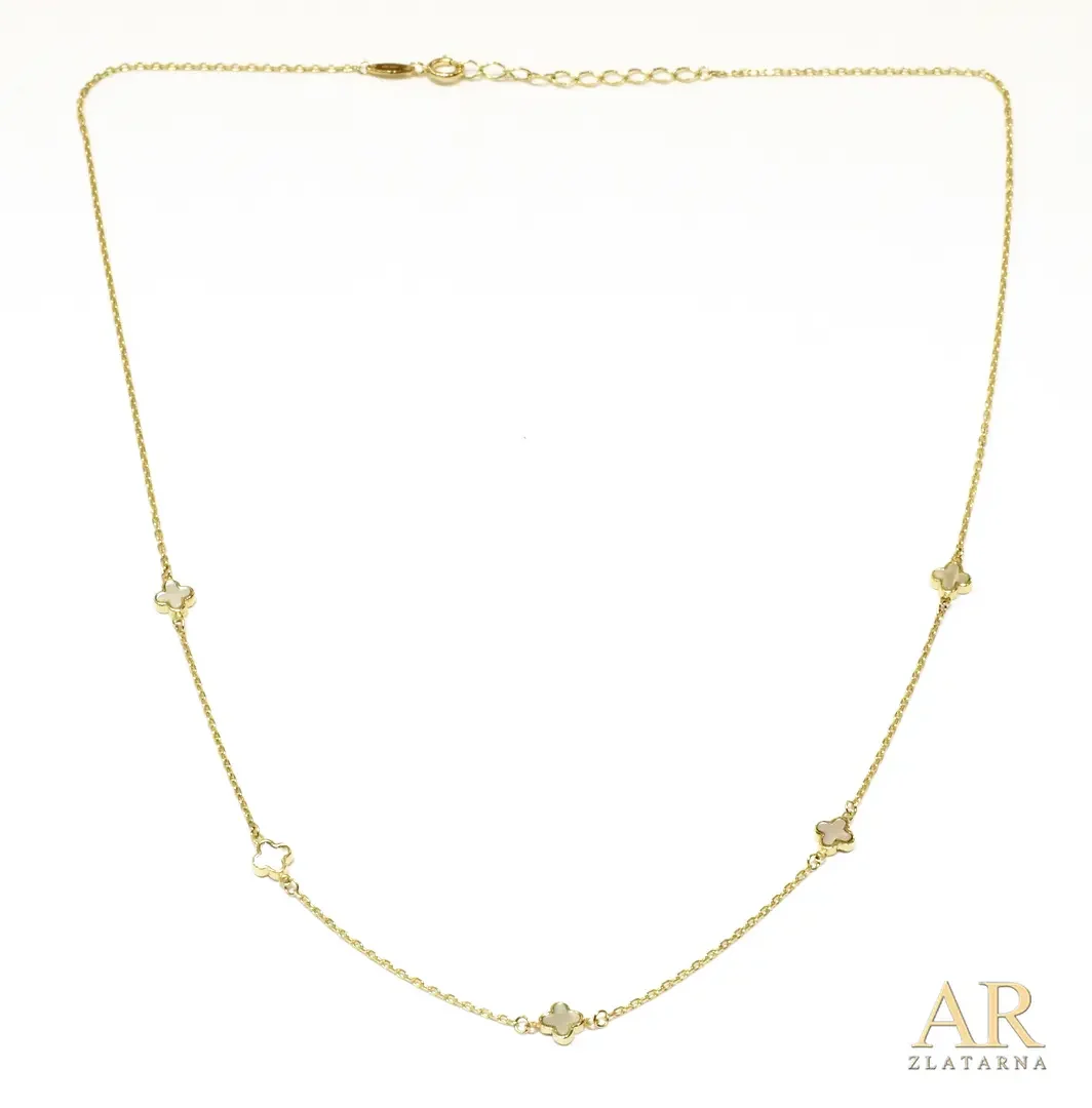 Zlatna ogrlica s pet mini  bijelih djetelina