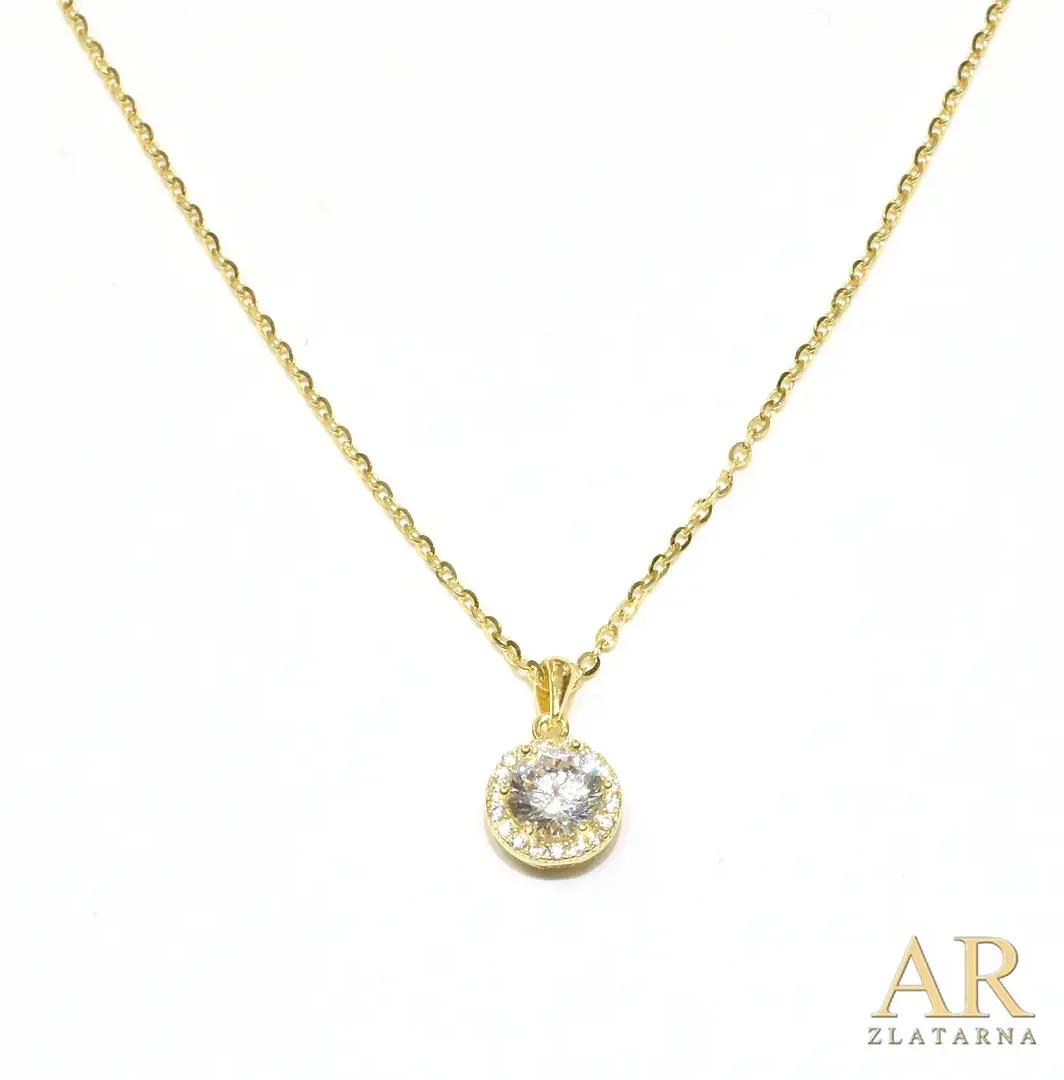 Srebrna pozlaćena ogrlica sa  cirkonima