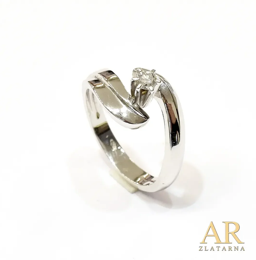 Zlatni zaručnički prsten  bijelo zlato s 0.10ct dijamantom Model 1