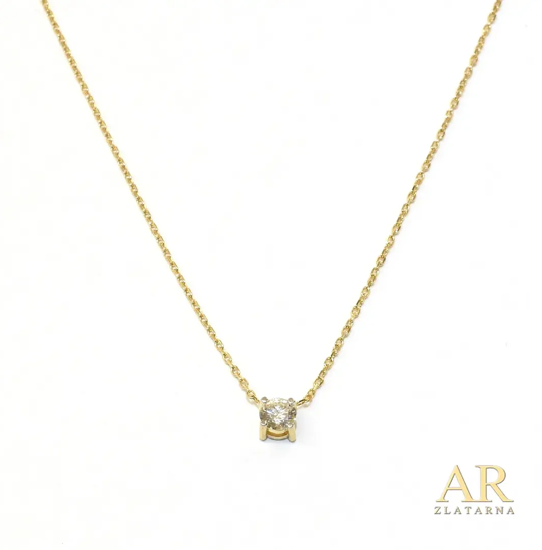 Zlatna ogrlica s privjeskom s  0.15ct dijamantom 44cm