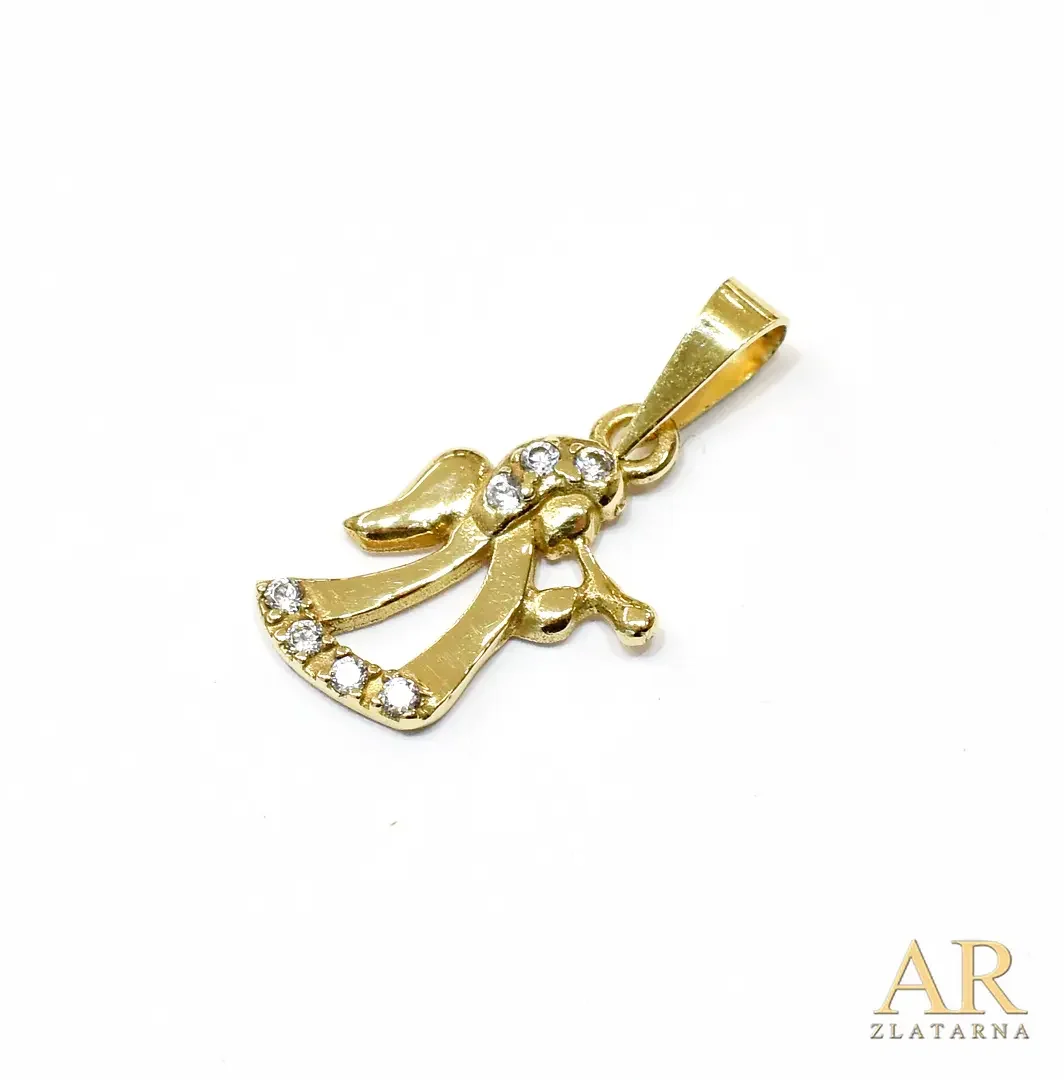 Zlatni privjesak Anđeo s  cirkonima 