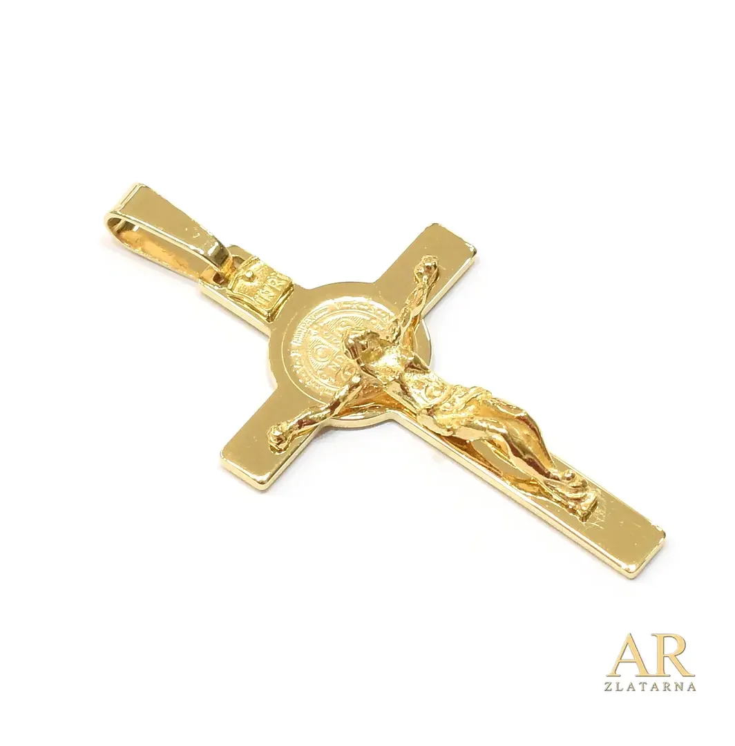 Zlatni privjesak Križ Sveti  Benedikt 45mm 