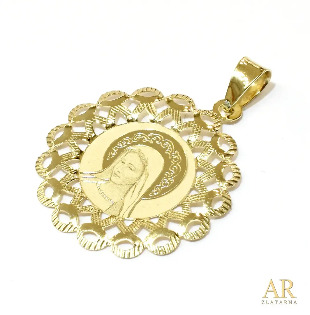 Zlatni privjesak Gospa 28mm  Model 1