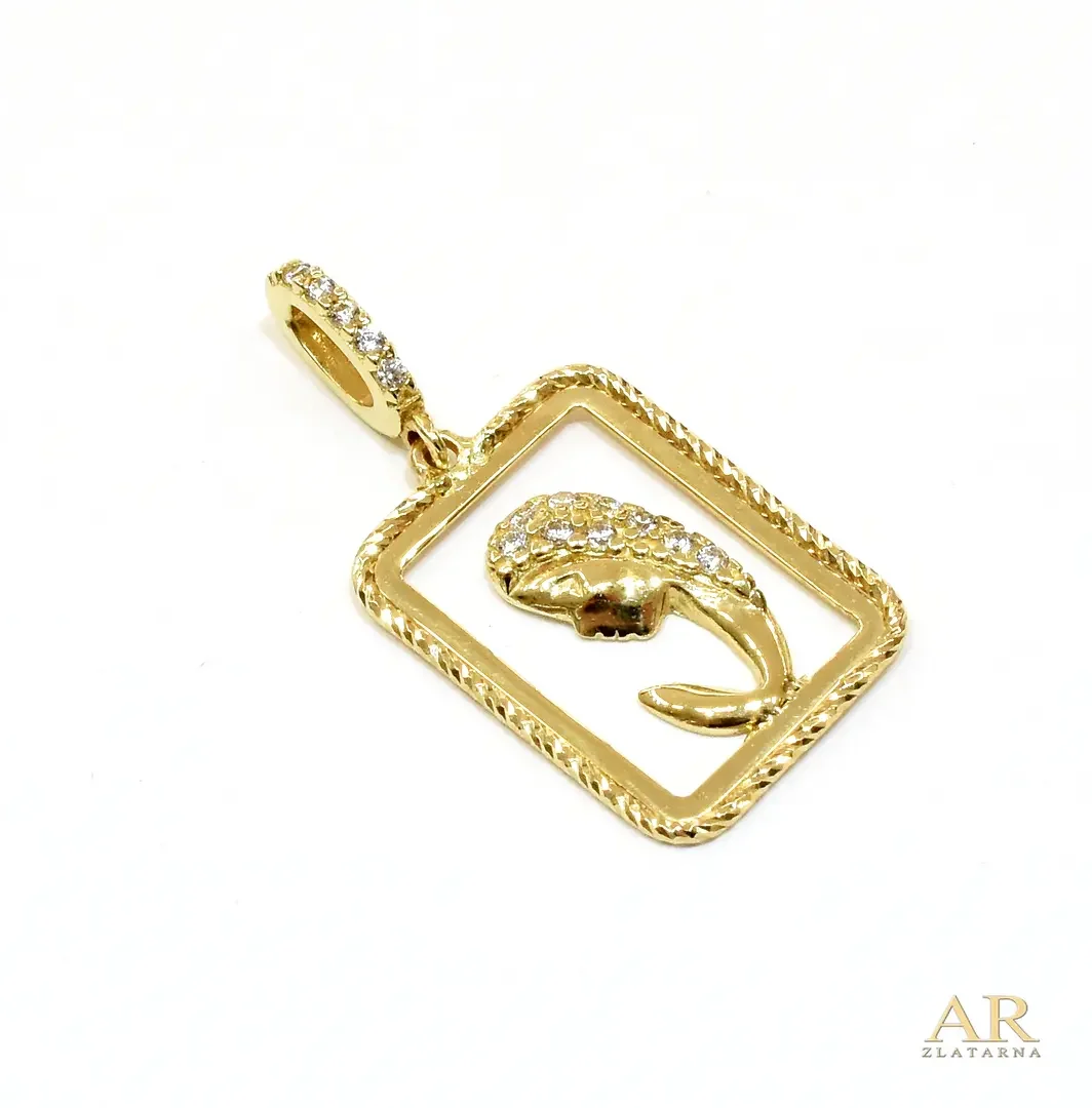 Zlatni privjesak Gospa profil  u okviru