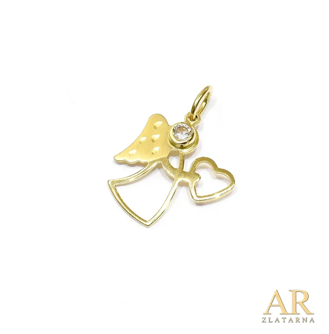 Zlatni privjesak Anđeo s  cirkonom 