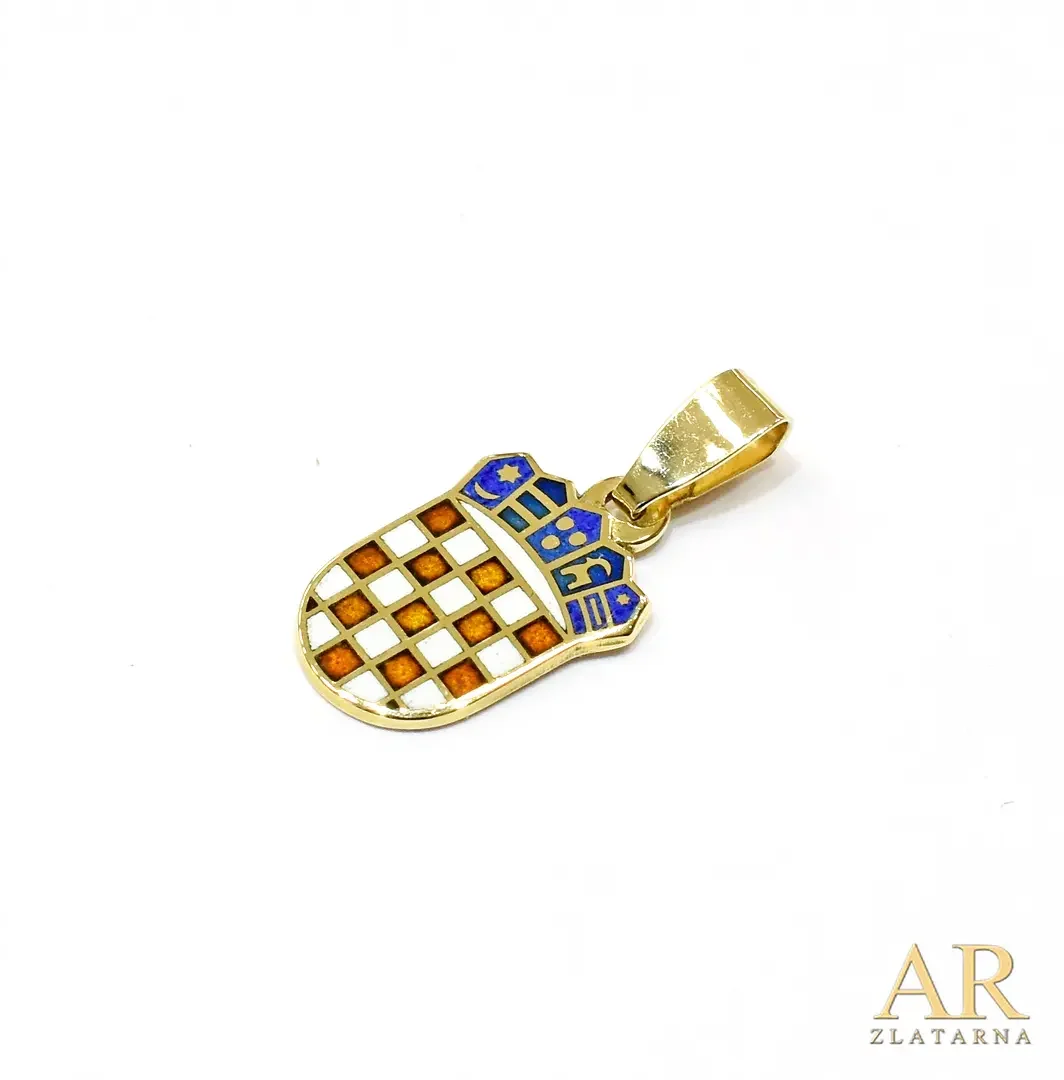 Zlatni privjesak Hrvatski grb  u boji 17mm