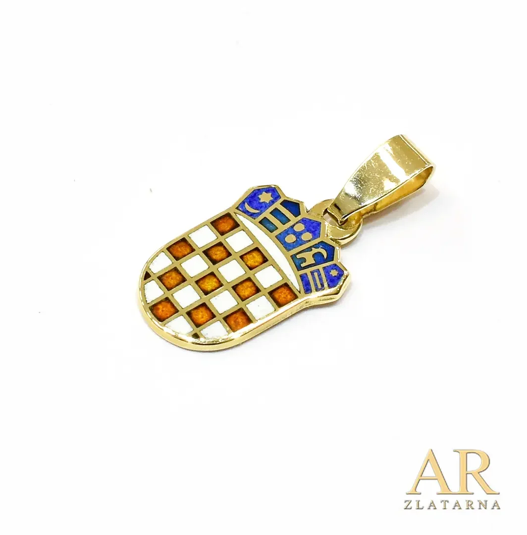 Zlatni privjesak Hrvatski grb  u boji 18.5mm