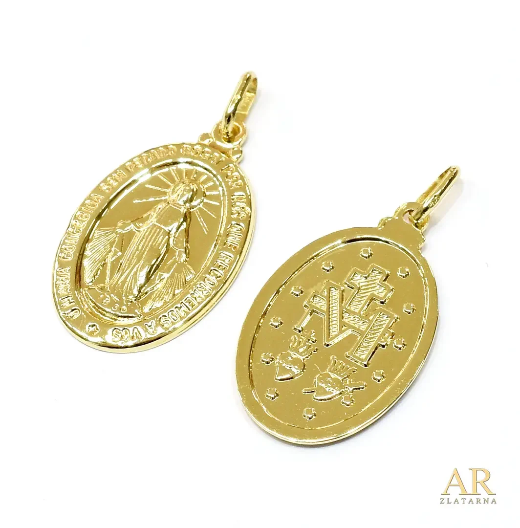 Zlatni privjesak Čudotvorna  Gospa 26.6mm 