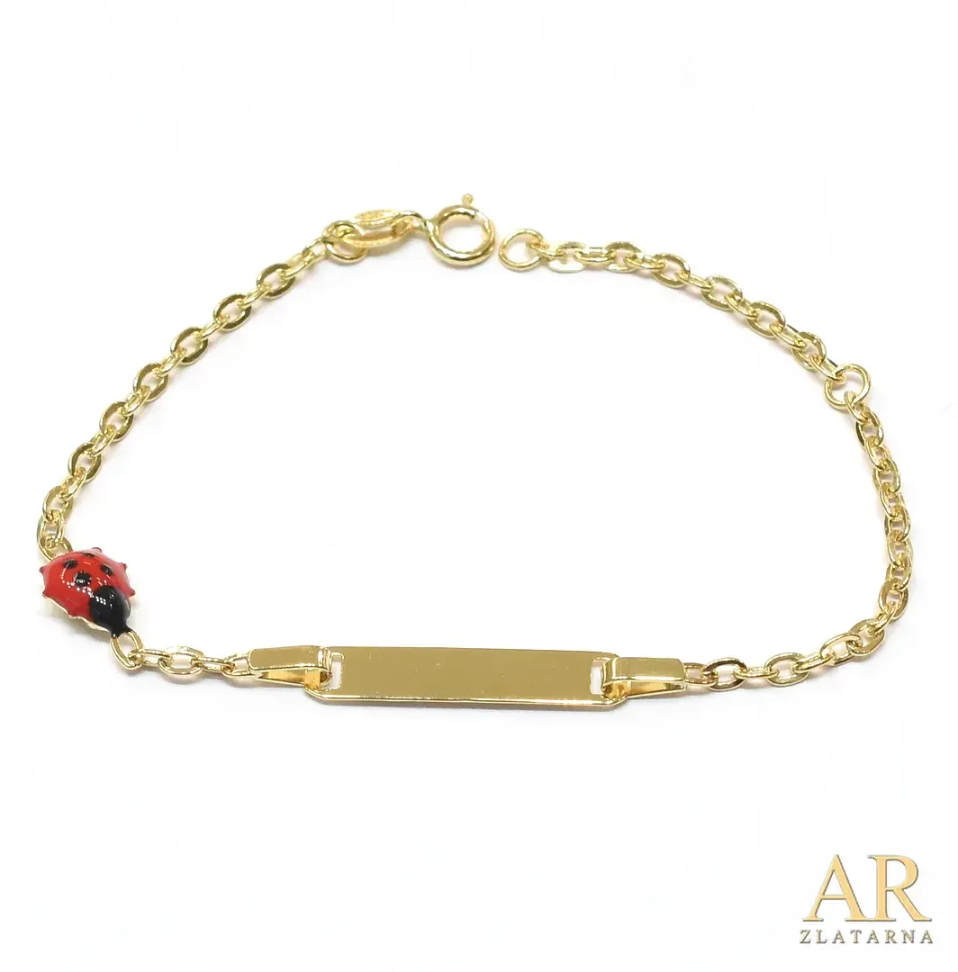 Zlatna narukvica dječja s  pločicom Bubamara 14cm 